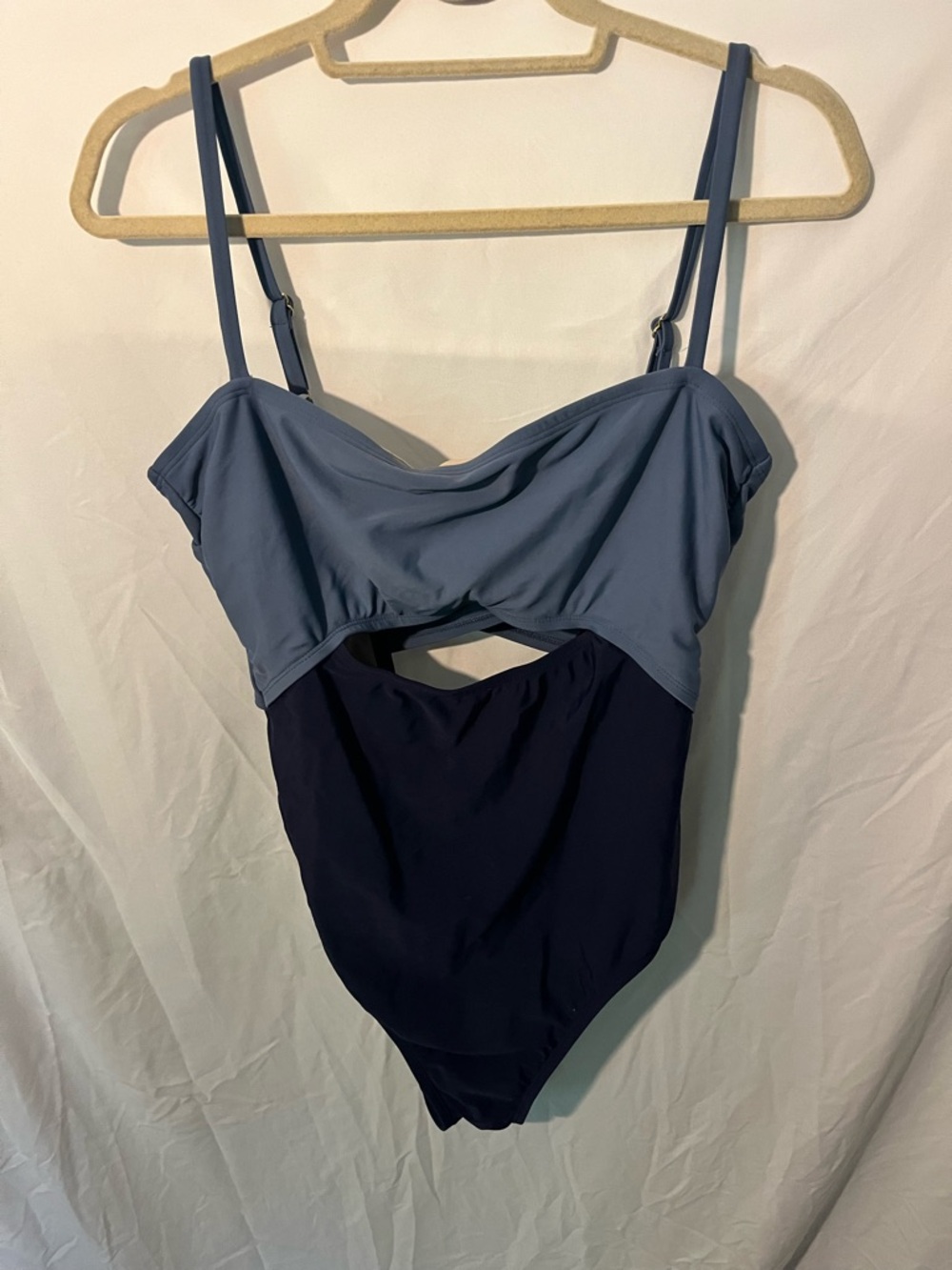 Kona Sol Two-Tone Blue One-Piece Swimsuit With Cut Out